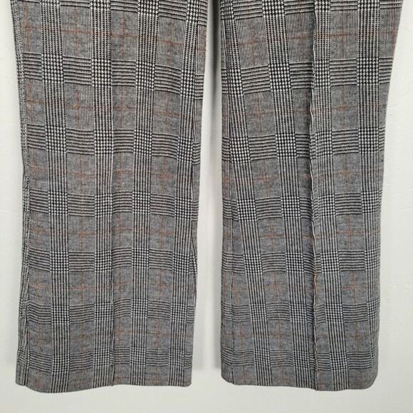 Anthropologie Size S The Essential Crop Flare Stretch Pull On Pants Plaid Gray - Picture 4 of 12